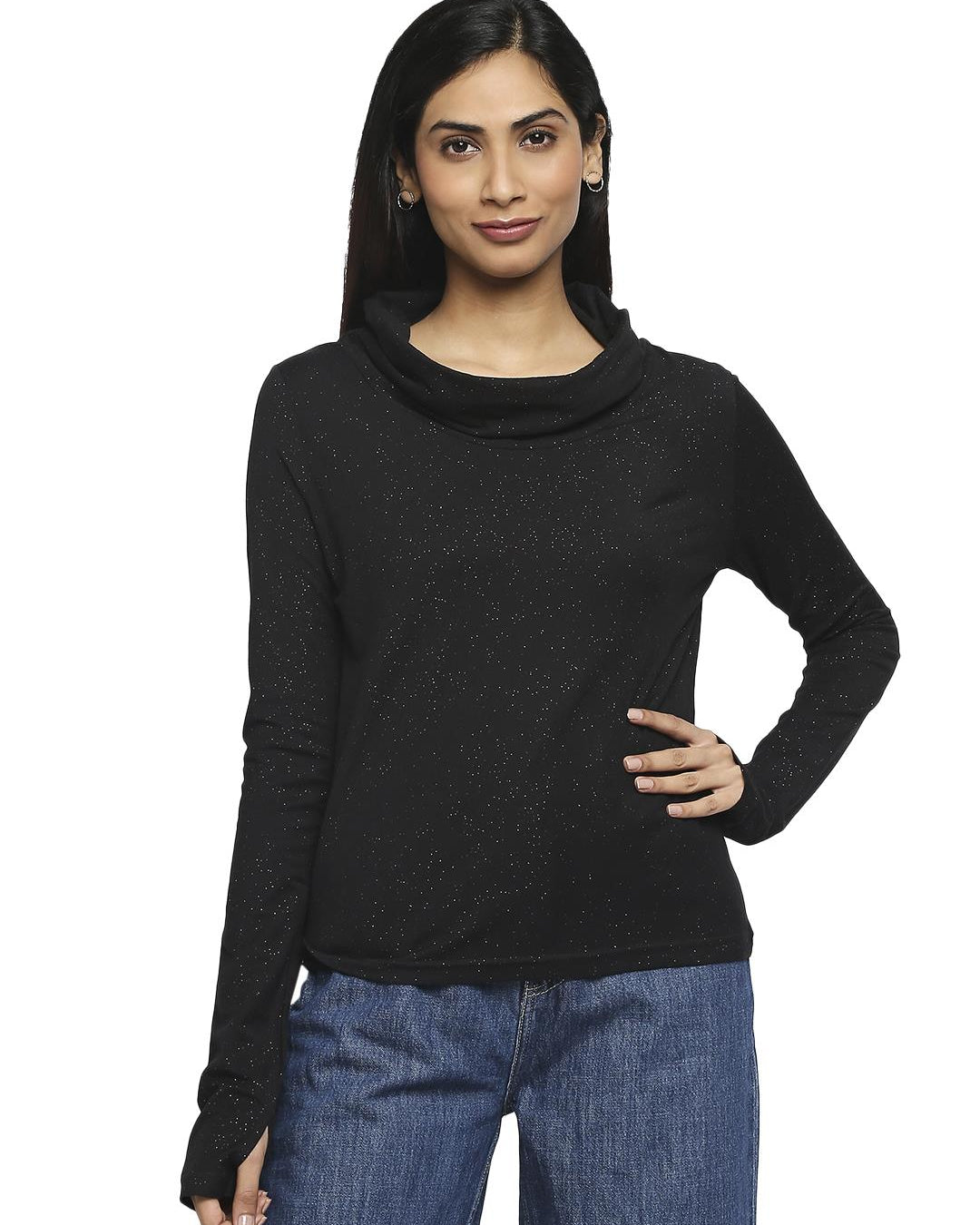 Effy Long Sleeve Top in Black glitter - Our Better Planet
