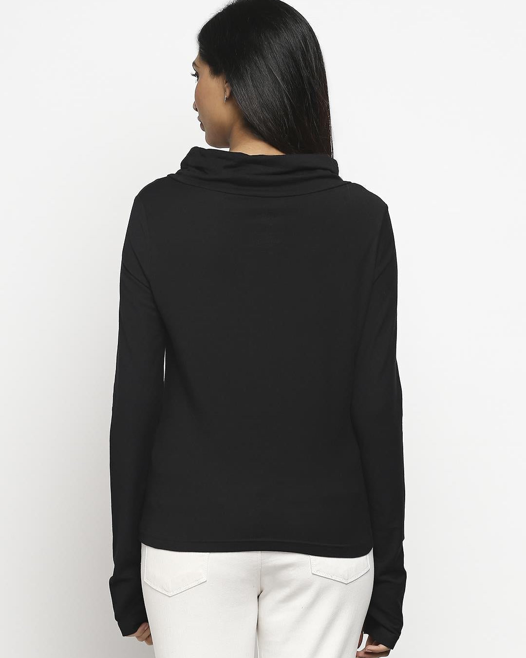 Effy Long Sleeve Top in Black solid - Our Better Planet
