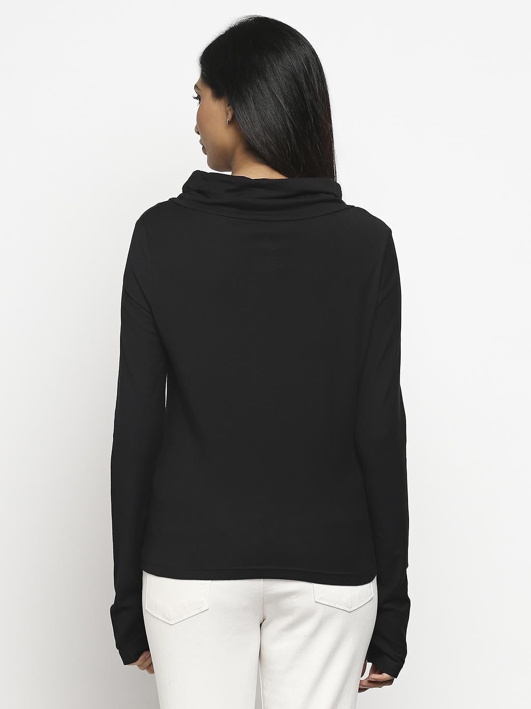 Effy Long Sleeve Top in Black solid - Our Better Planet