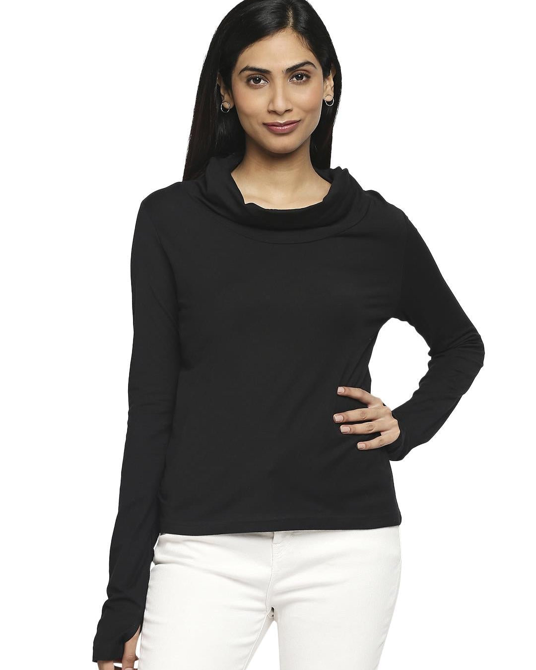 Effy Long Sleeve Top in Black solid - Our Better Planet
