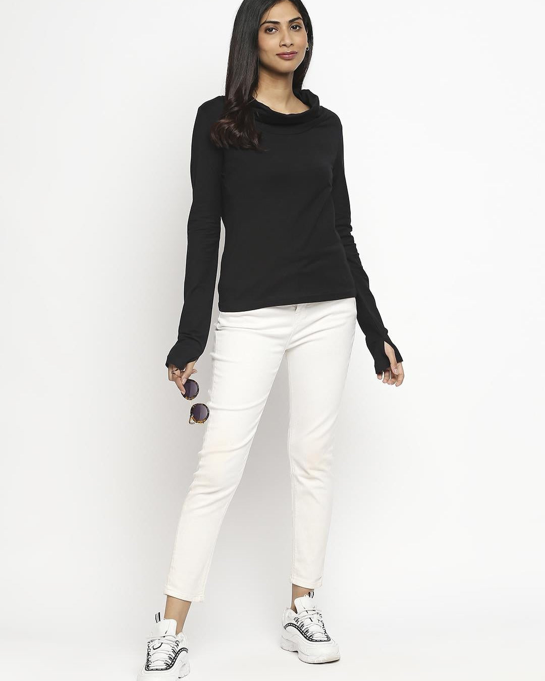 Effy Long Sleeve Top in Black solid - Our Better Planet