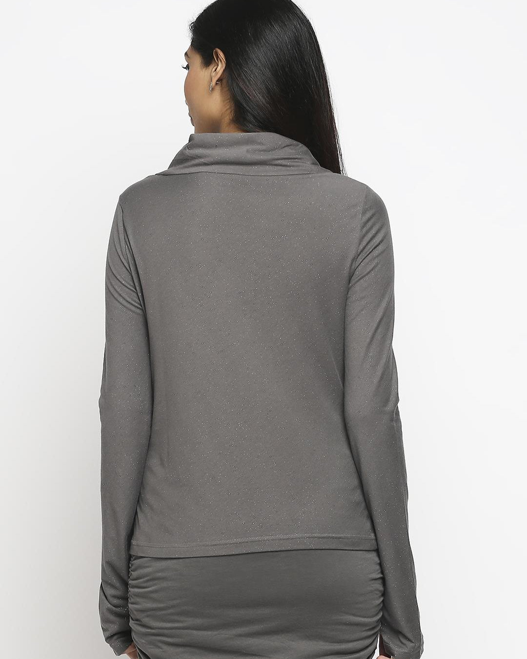 Effy Long Sleeve Top in Grey glitter - Our Better Planet