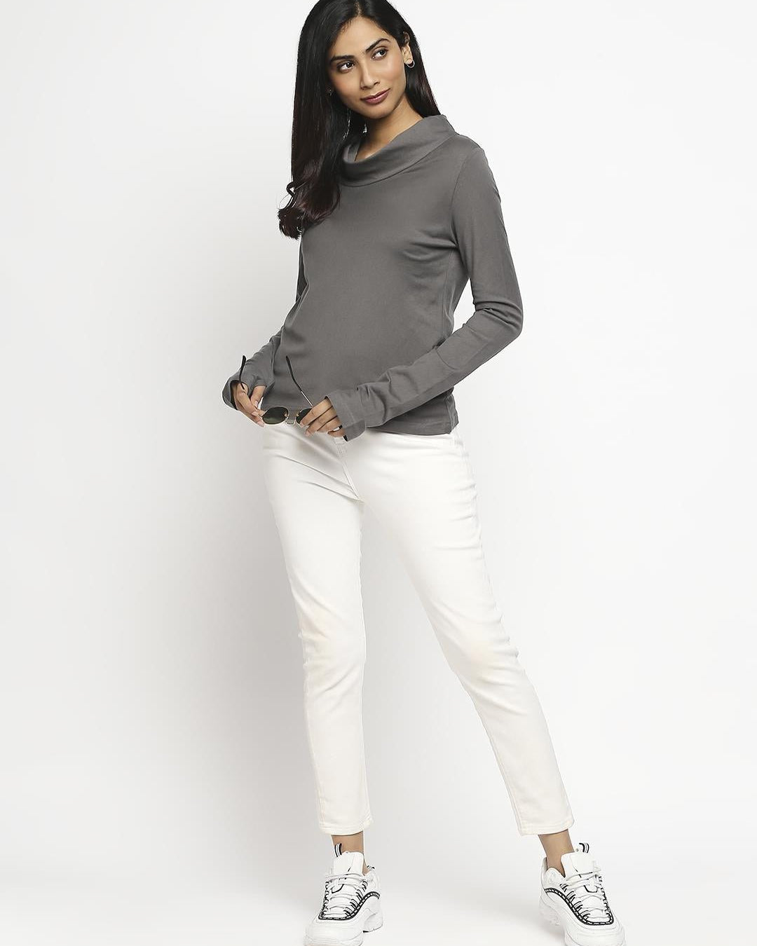 Effy Long Sleeve Top in Grey solid - Our Better Planet