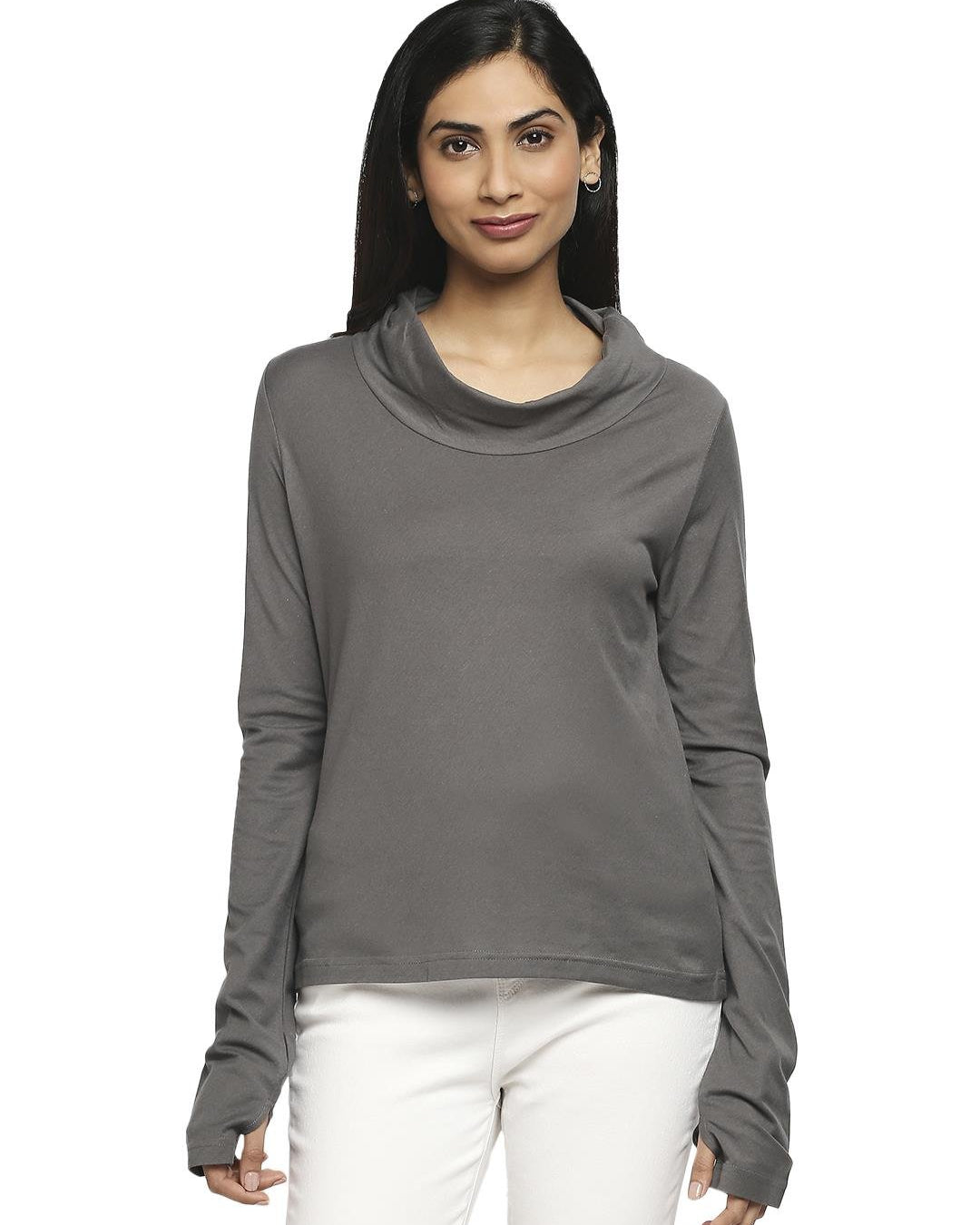 Effy Long Sleeve Top in Grey solid - Our Better Planet