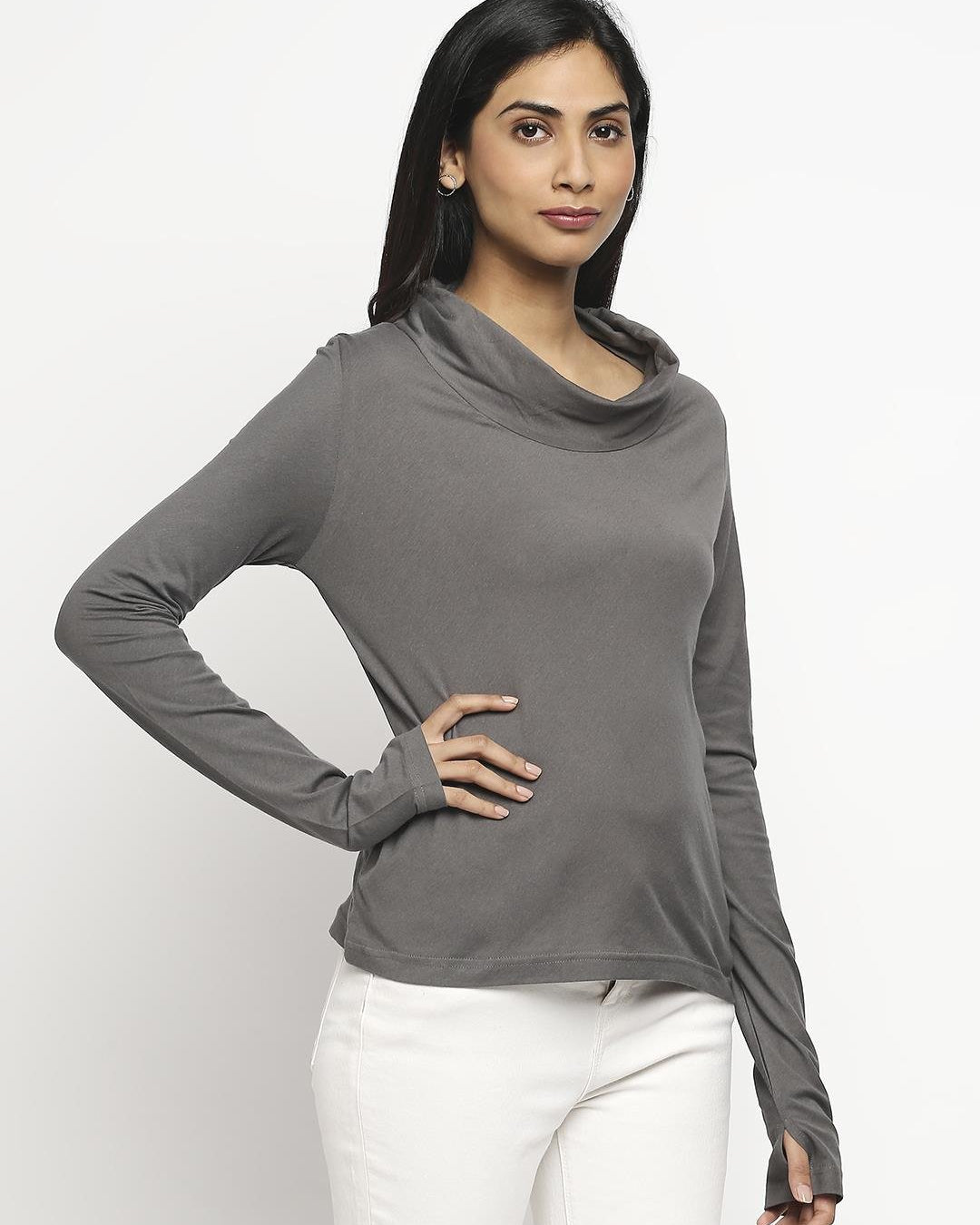 Effy Long Sleeve Top in Grey solid - Our Better Planet