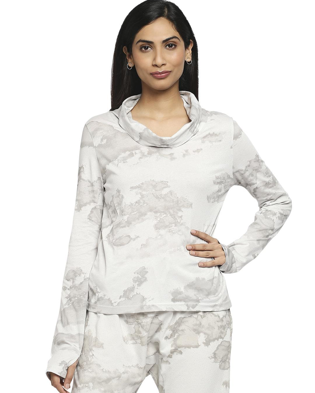 Effy Long Sleeve Top in Netural Cloud Glitter - Our Better Planet