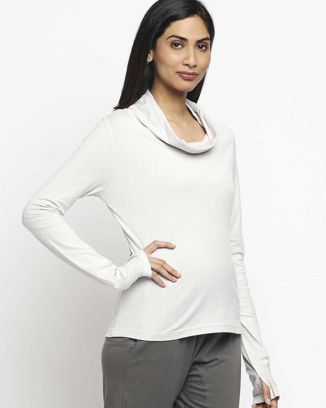 Effy Long Sleeve Top in Neutral solid - Our Better Planet