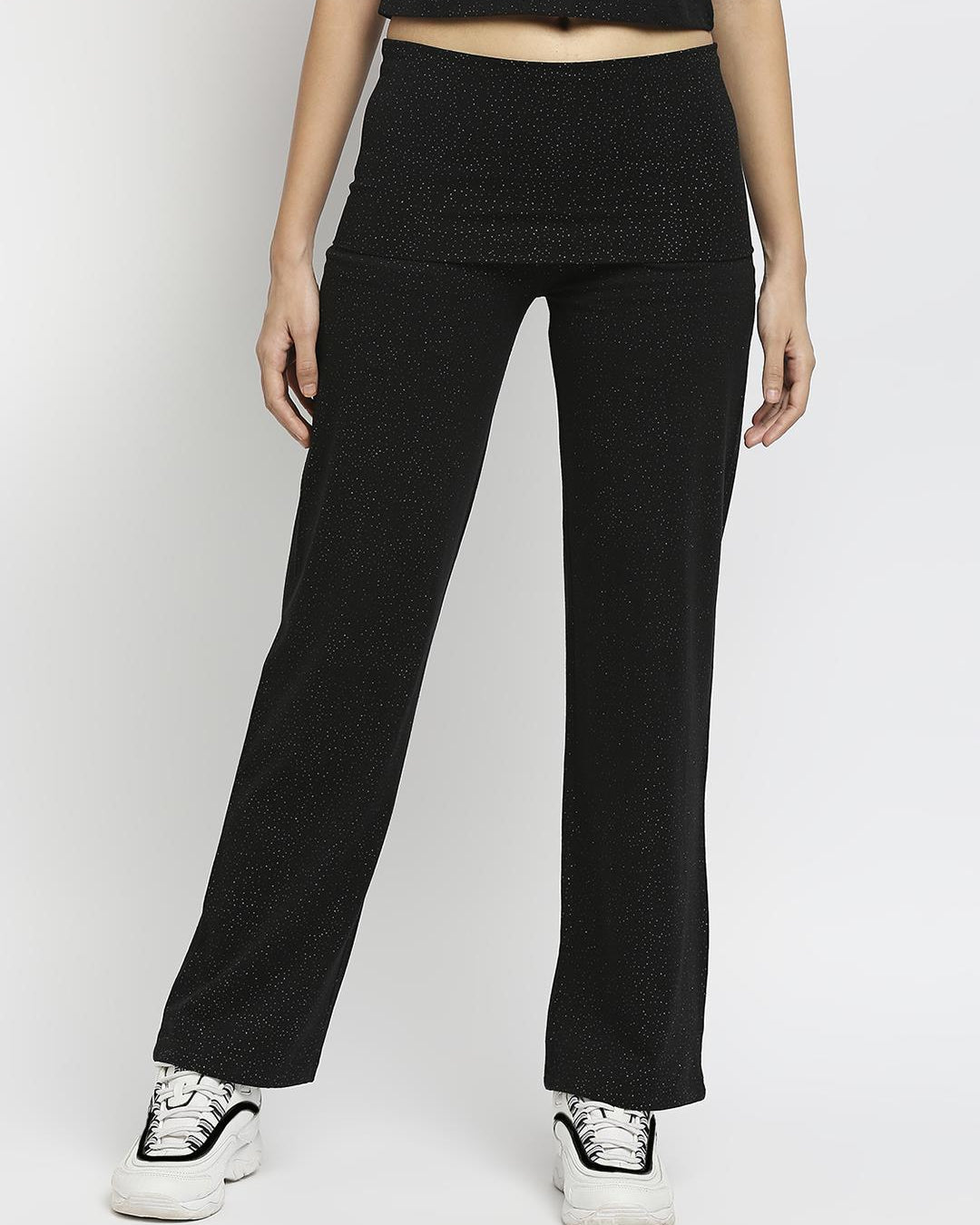 Effy Roll Top Pant In Black Glitter - Our Better Planet