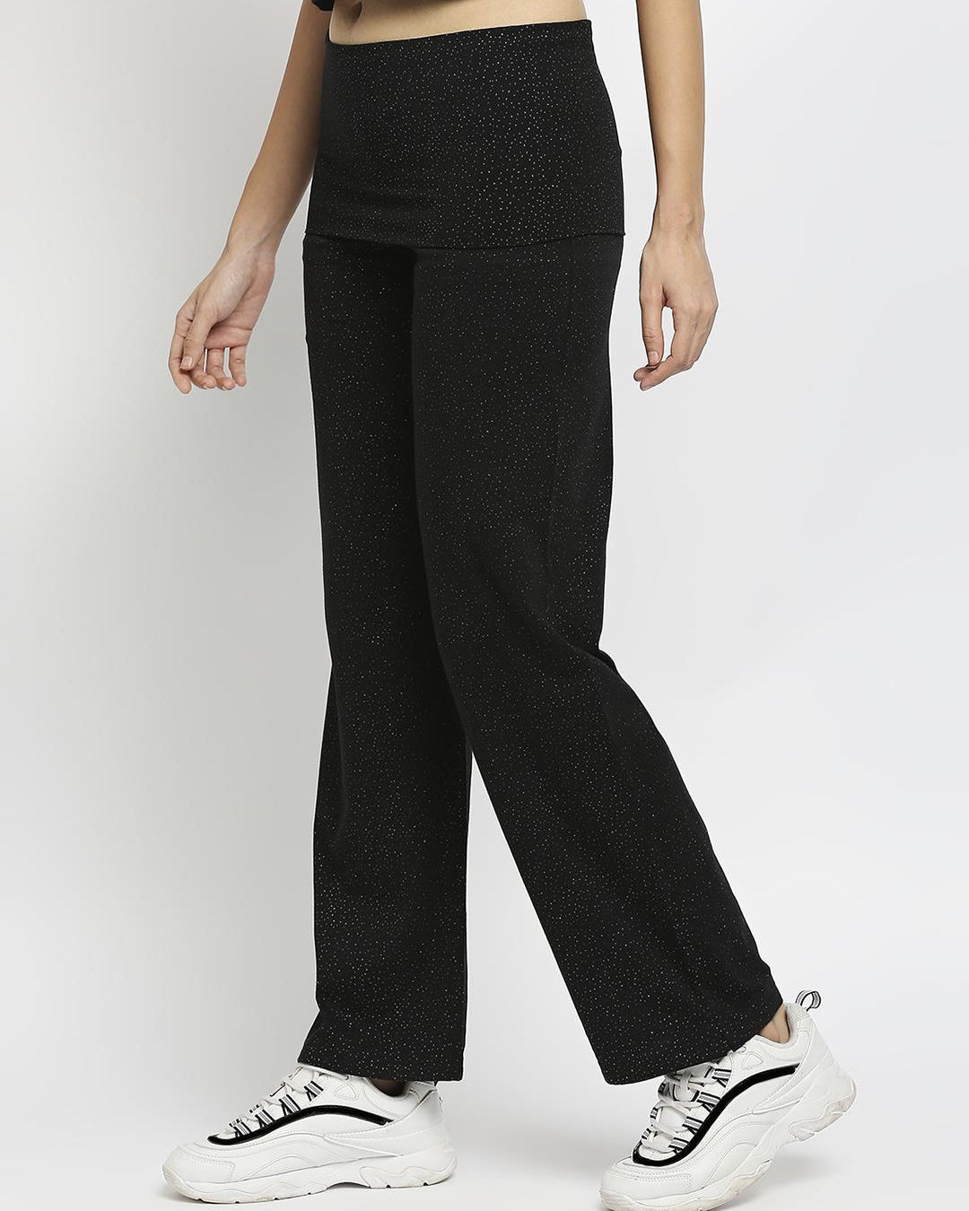 Effy Roll Top Pant In Black Glitter - Our Better Planet