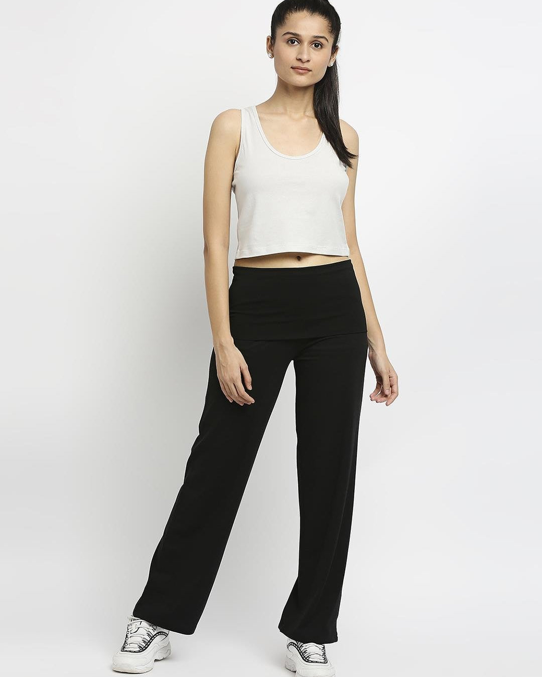 Effy Roll Top Pant In Black Solid - Our Better Planet