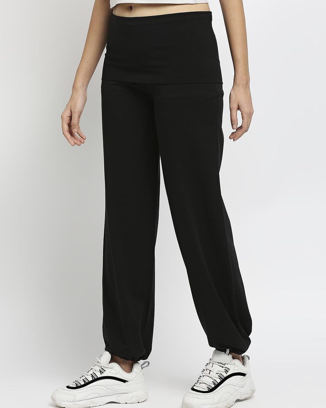 Effy Roll Top Pant In Black Solid - Our Better Planet