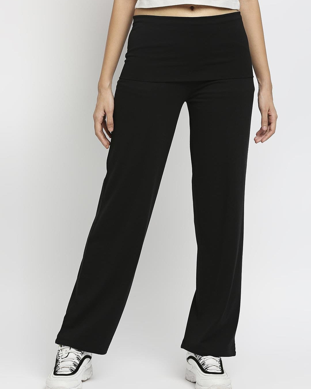 Effy Roll Top Pant In Black Solid - Our Better Planet