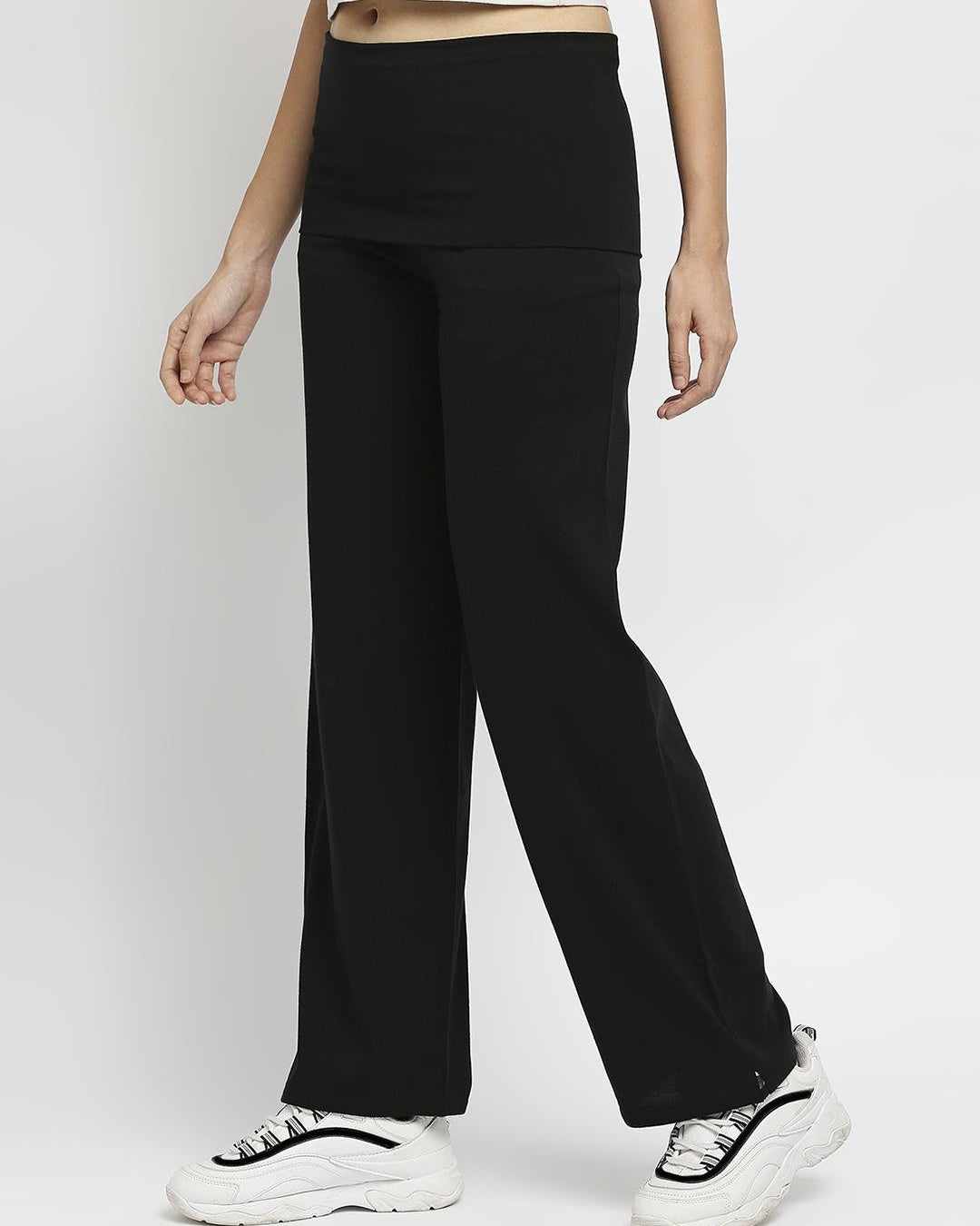 Effy Roll Top Pant In Black Solid - Our Better Planet