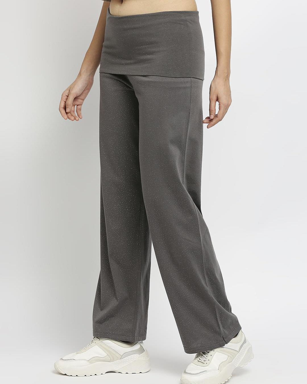Effy Roll Top Pant In Grey Glitter - Our Better Planet