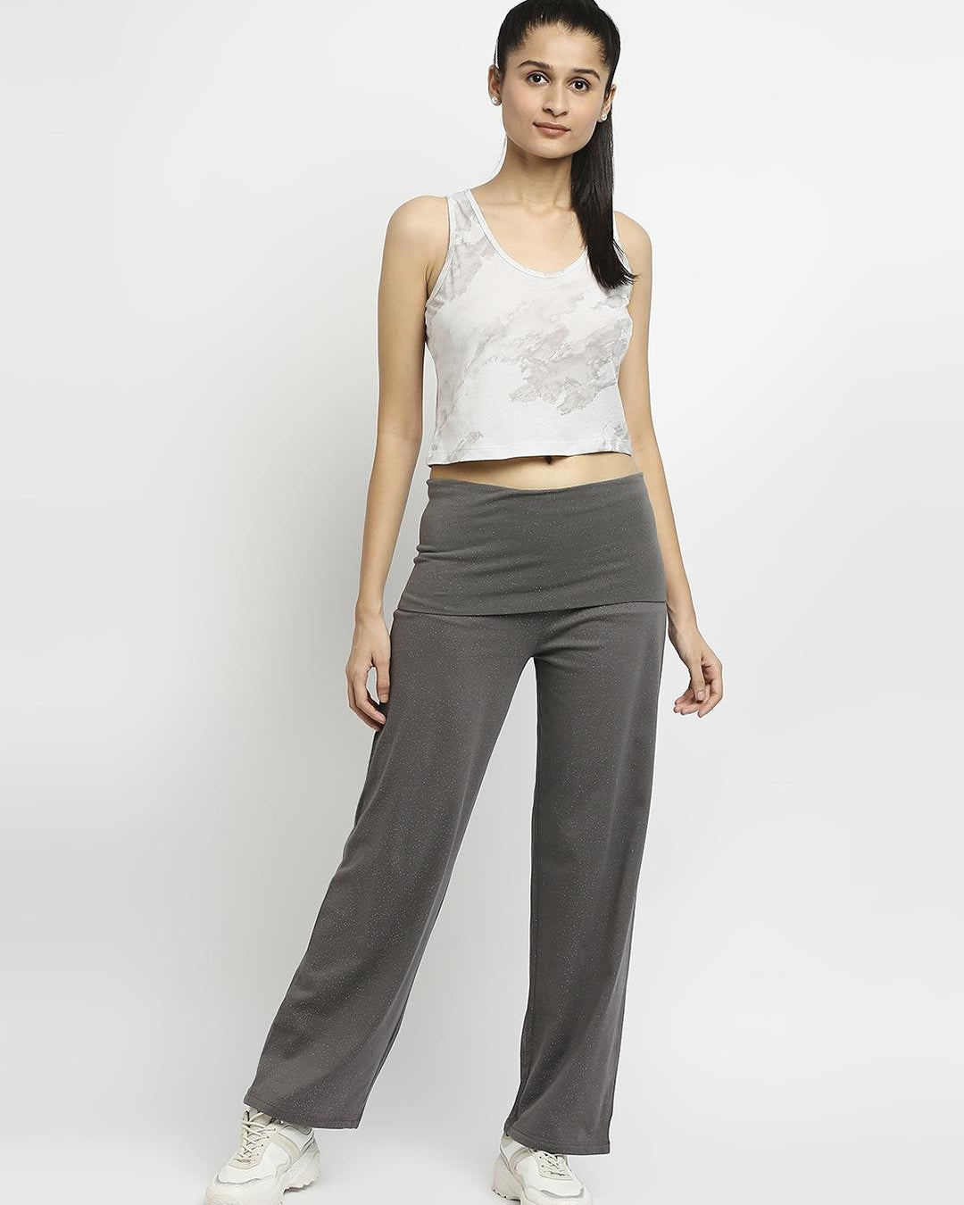 Effy Roll Top Pant In Grey Glitter - Our Better Planet
