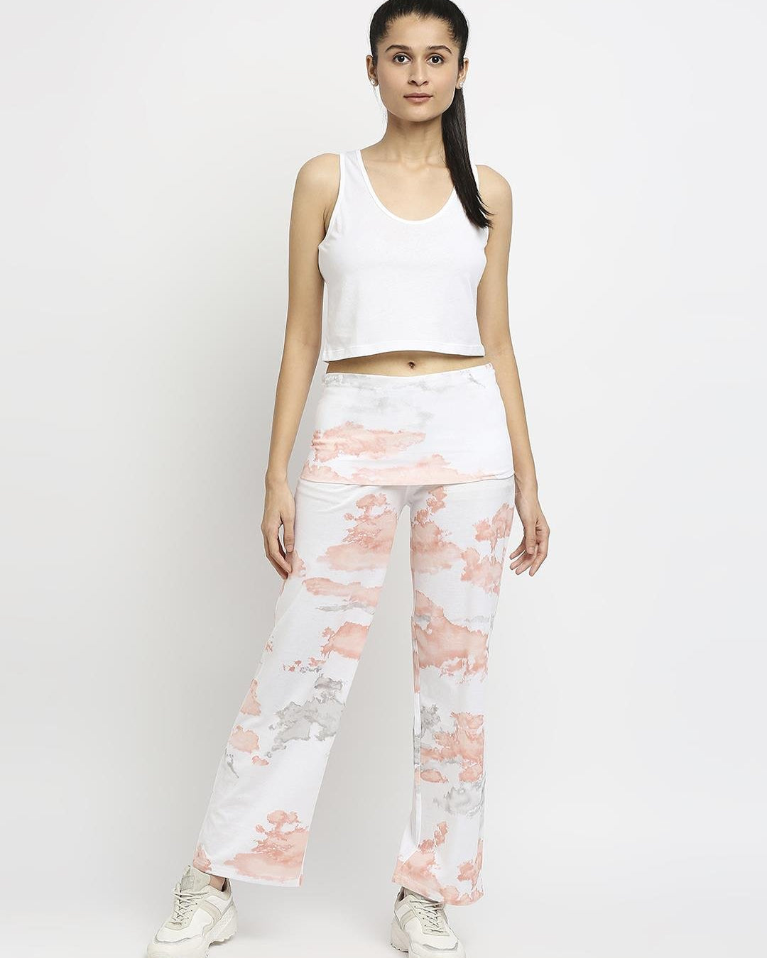 Effy Roll Top Pant In White Cloud Glitter - Our Better Planet