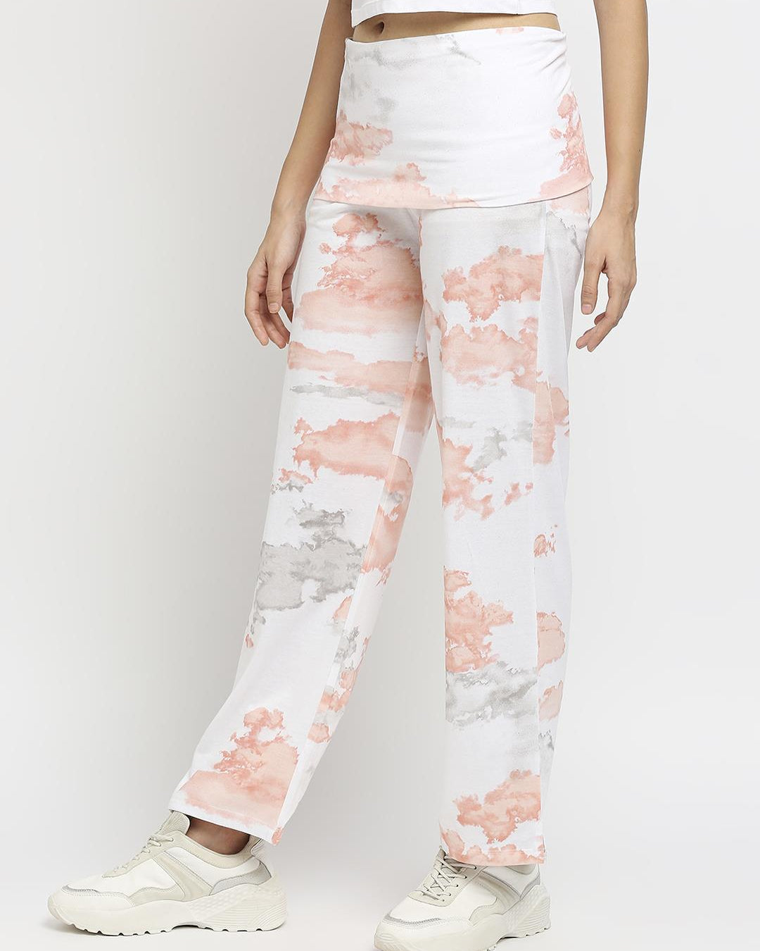 Effy Roll Top Pant In White Cloud Glitter - Our Better Planet