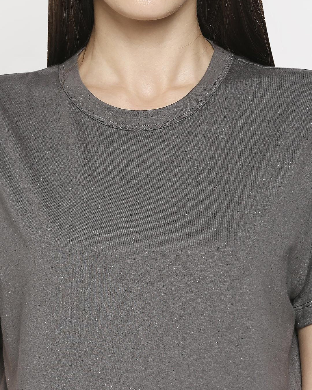 Effy T- Shirt in Grey Glitter Print - Our Better Planet