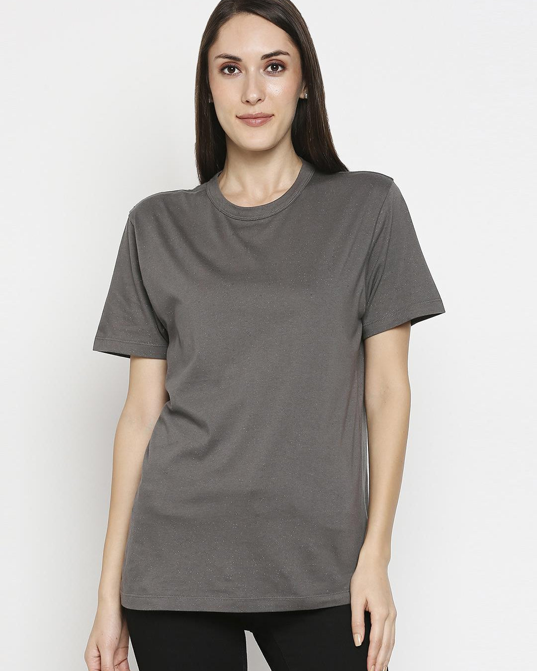 Effy T- Shirt in Grey Glitter Print - Our Better Planet