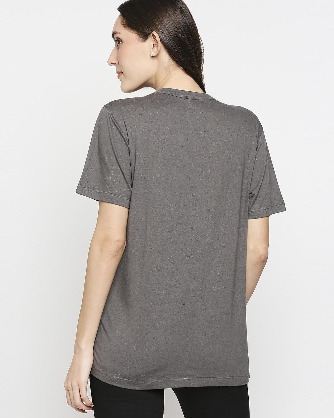Effy T- Shirt in Grey Glitter Print - Our Better Planet