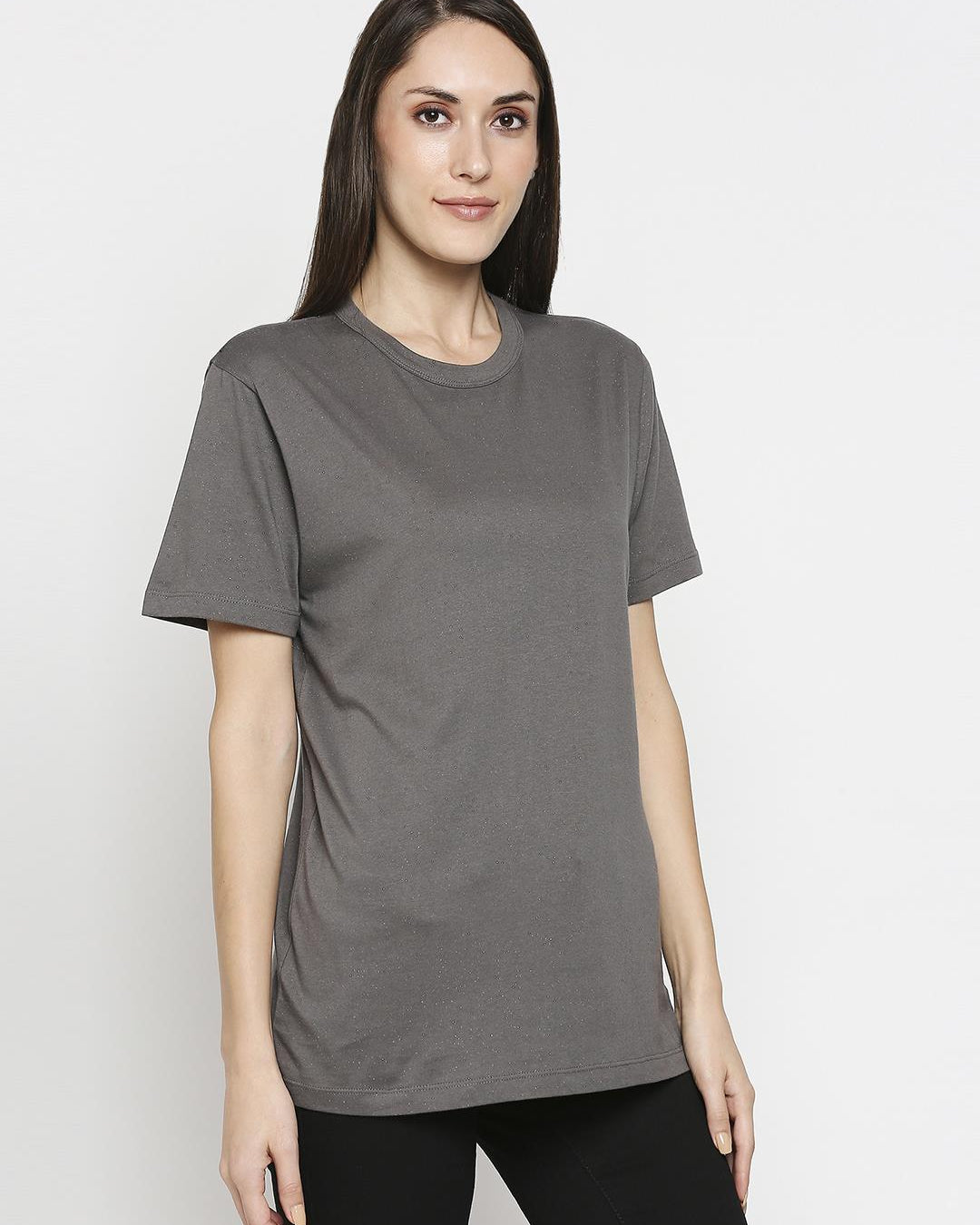 Effy T- Shirt in Grey Glitter Print - Our Better Planet