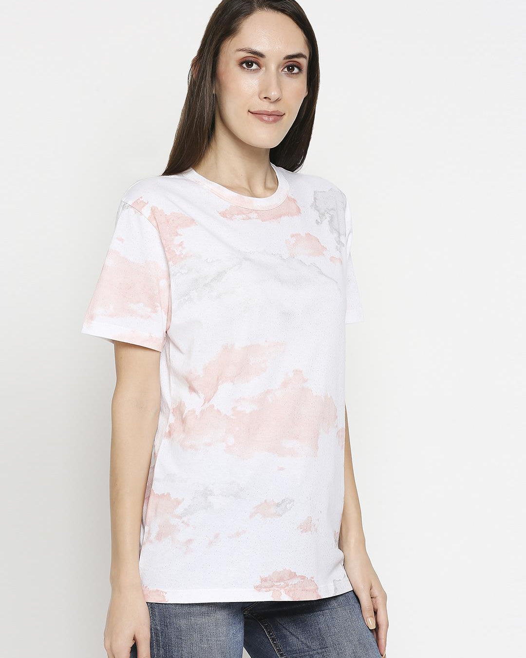 Effy T- Shirt in whitr cloud glitterprint - Our Better Planet