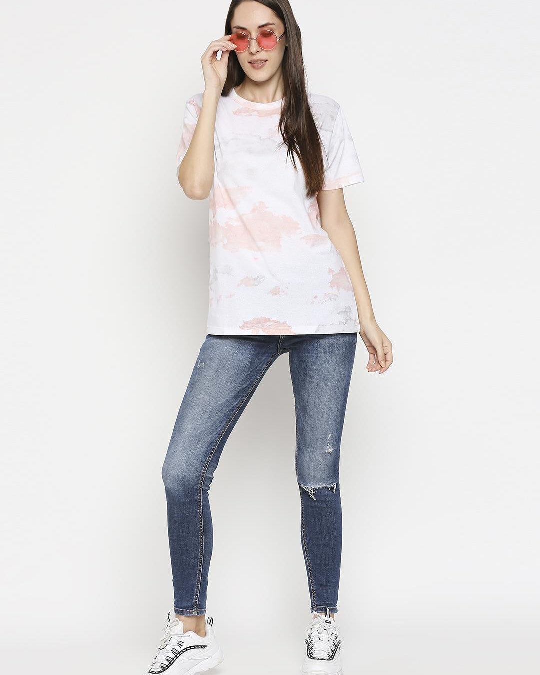 Effy T- Shirt in whitr cloud glitterprint - Our Better Planet