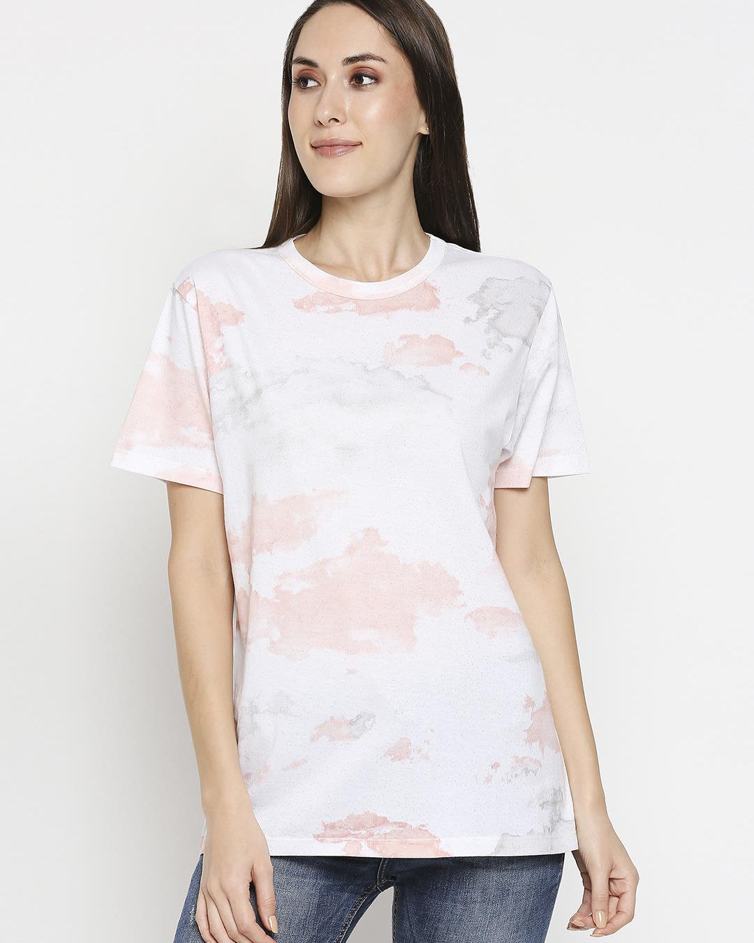 Effy T- Shirt in whitr cloud glitterprint - Our Better Planet