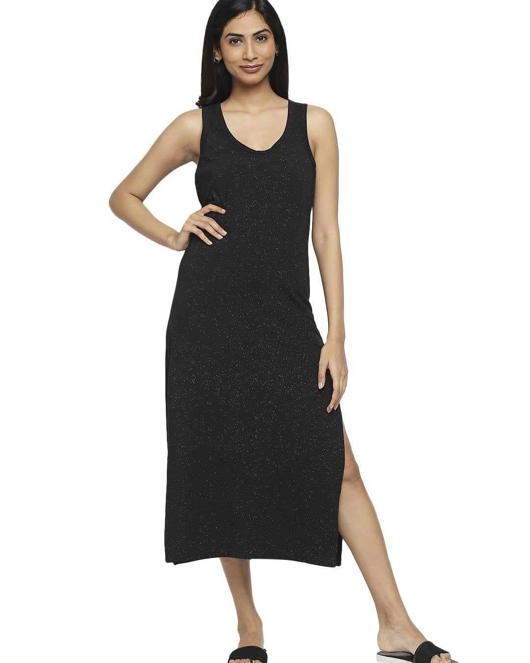 Effy Tank Dress In Black Glitter - Our Better Planet