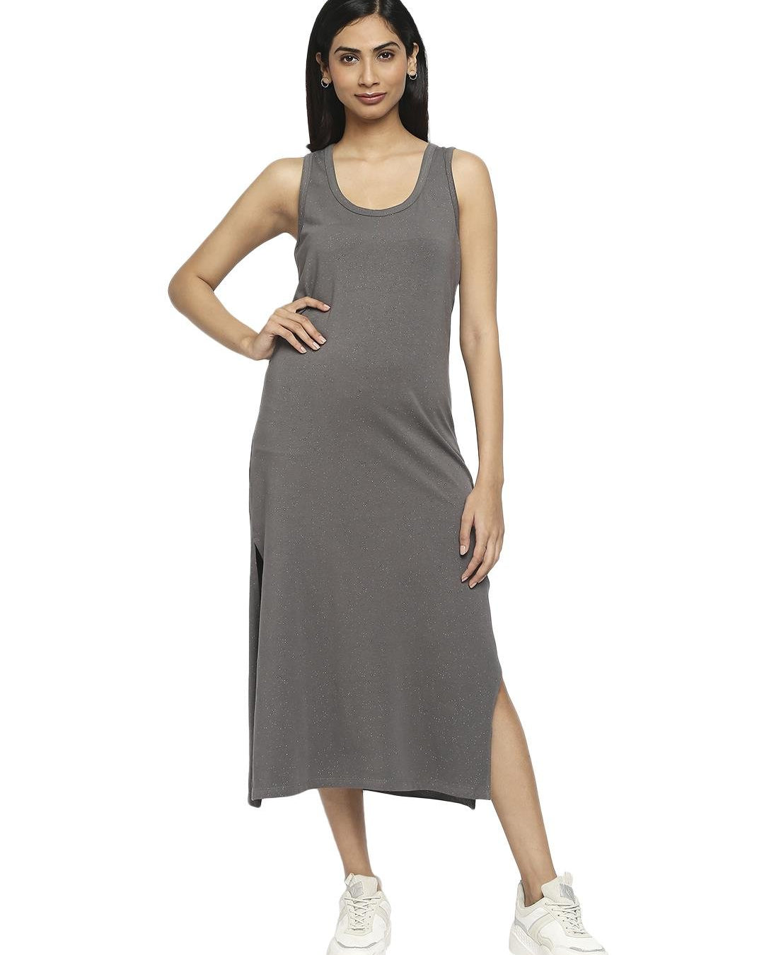 Effy Tank Dress In Grey Glitter - Our Better Planet