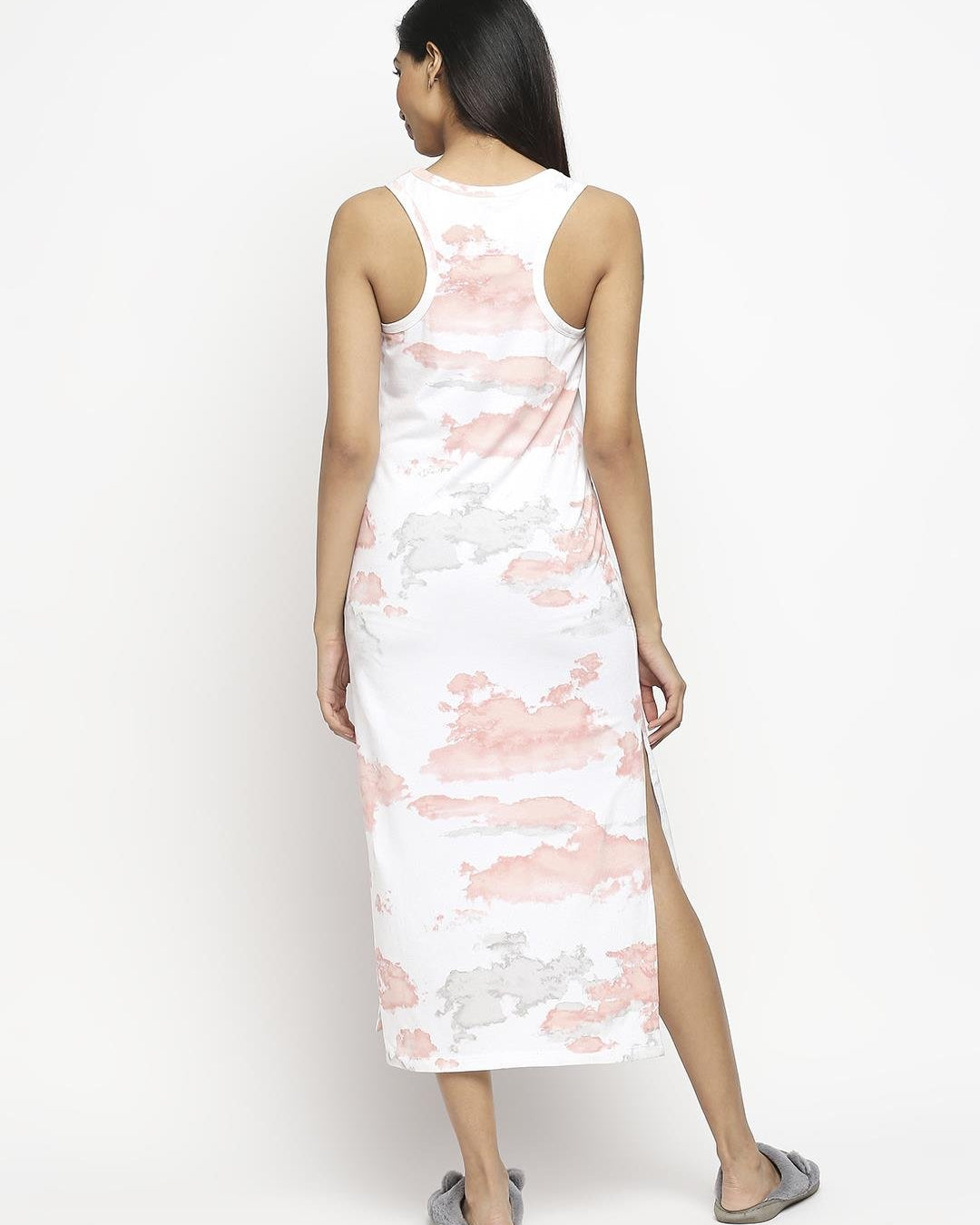 Effy Tank Dress In White Cloud Glitter - Our Better Planet