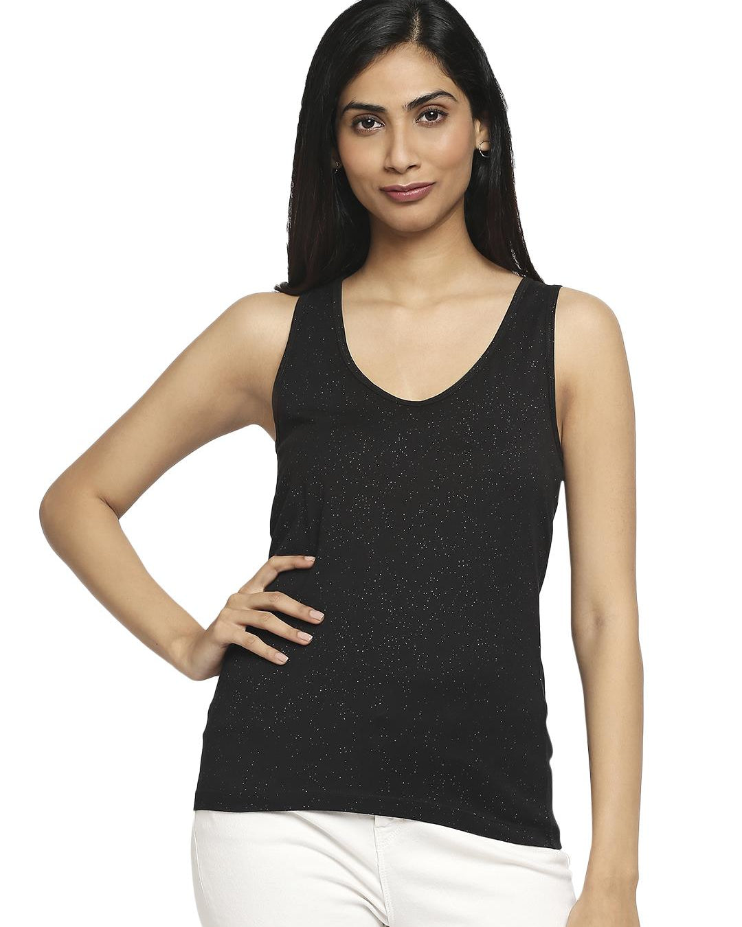 Effy Tank Top In Black Glitter - Our Better Planet