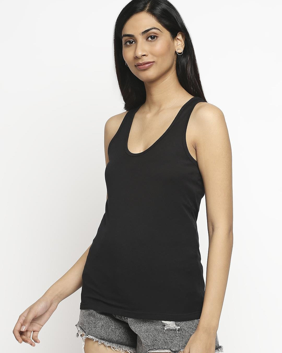 Effy Tank Top In Black Solid - Our Better Planet