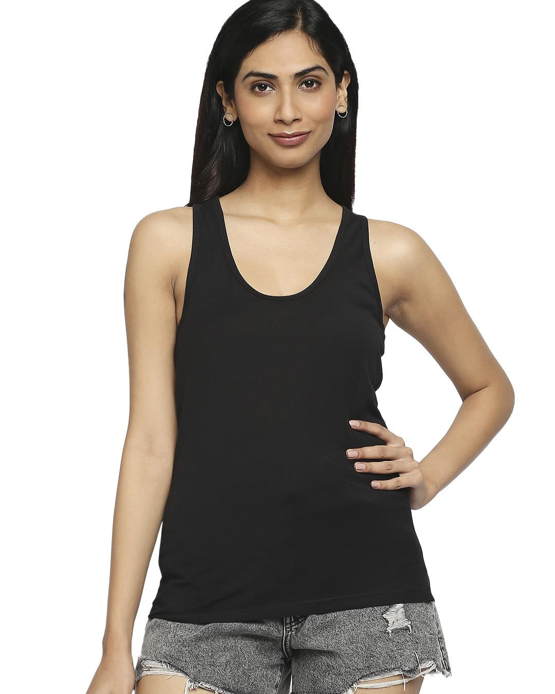Effy Tank Top In Black Solid - Our Better Planet