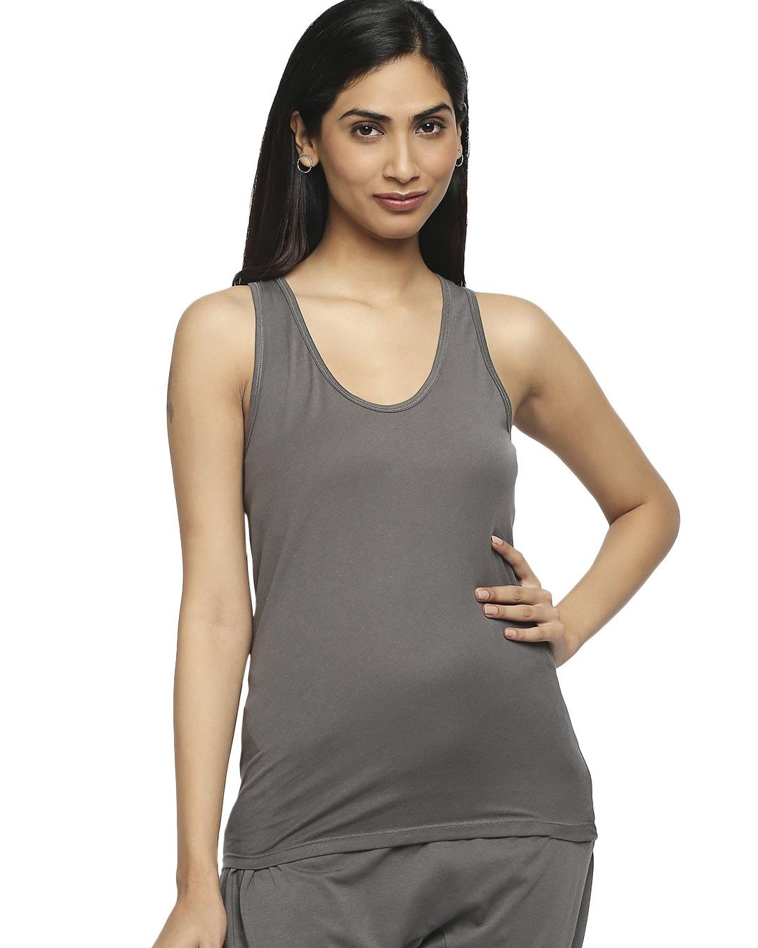 Effy Tank Top In Grey Solid - Our Better Planet