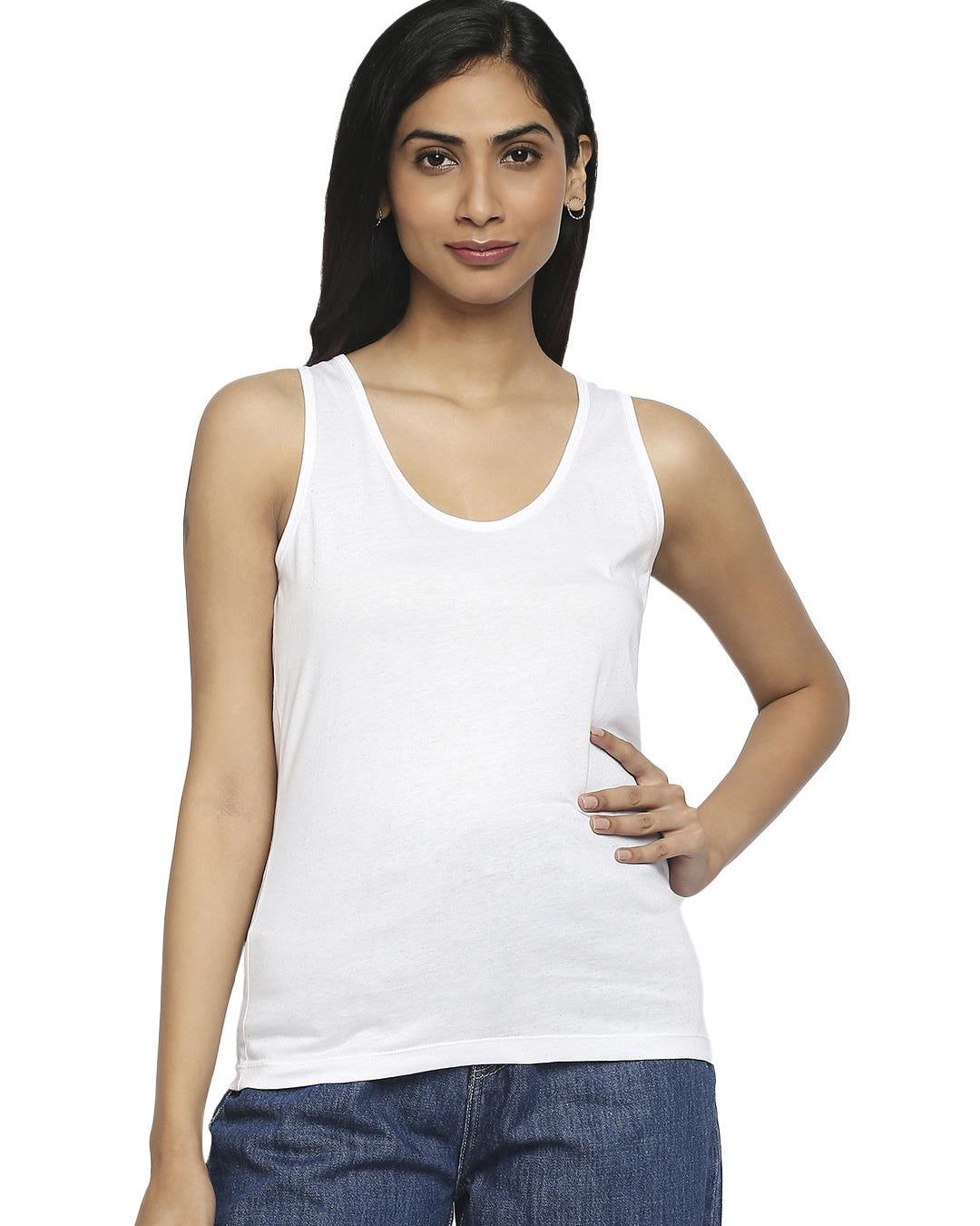 Effy Tank Top In White Glitter - Our Better Planet
