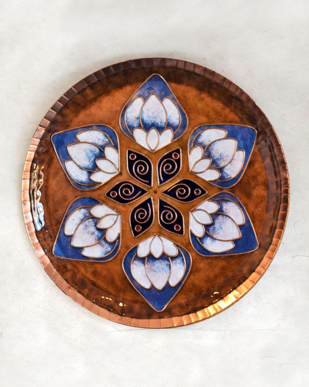 Ekibeki Copper Enamel Wall Plate Brown lotus in the petal - Our Better Planet