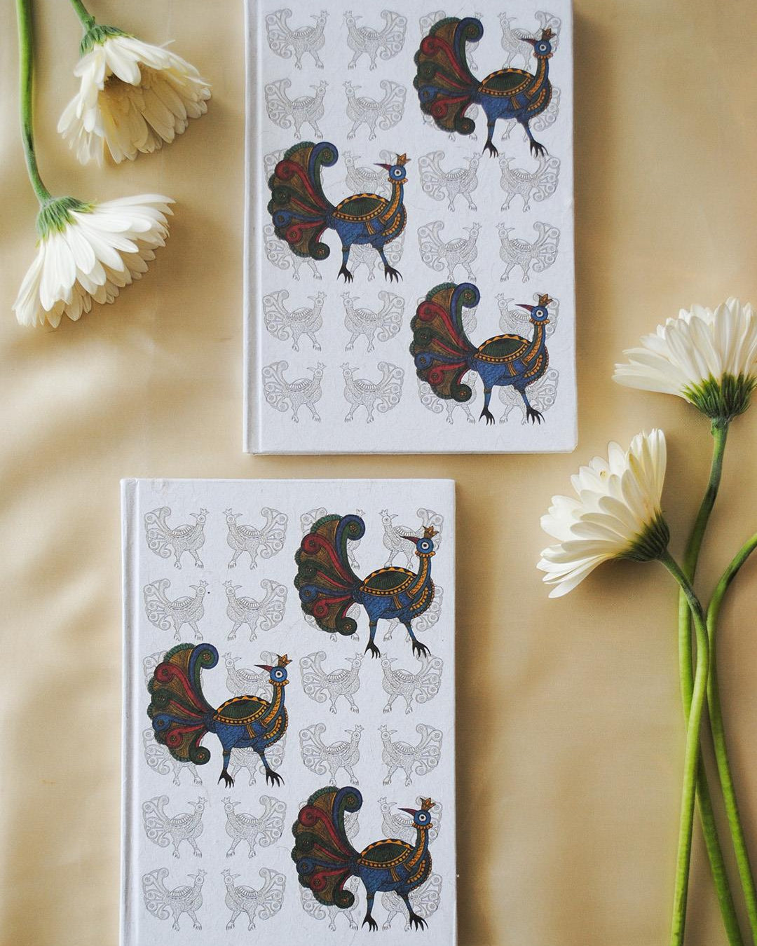 Ekibeki Ekibeki Chitrakathi Mayur Journal 1Pcs Notebook White - Our Better Planet