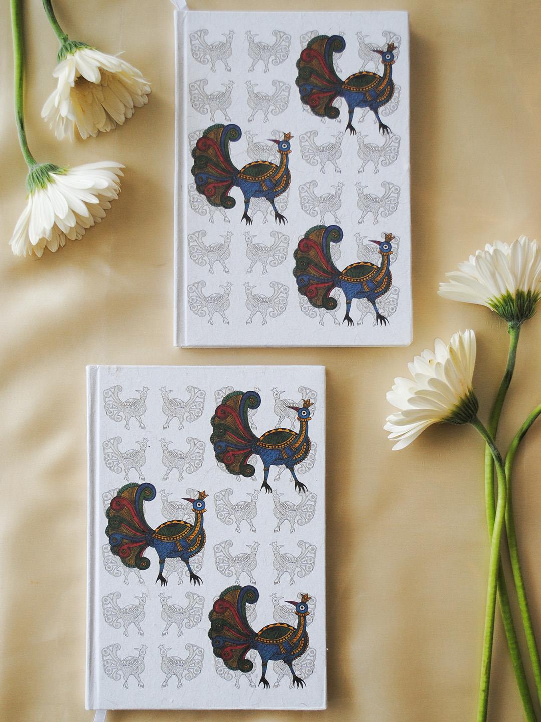 Ekibeki Ekibeki Chitrakathi Mayur Journal 1Pcs Notebook White - Our Better Planet