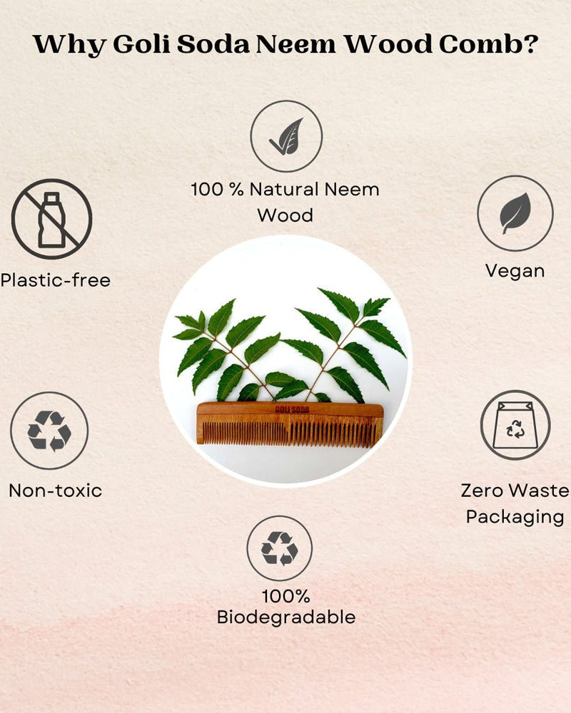 Goli Soda Neem Wood Comb - Double Tooth - Our Better Planet