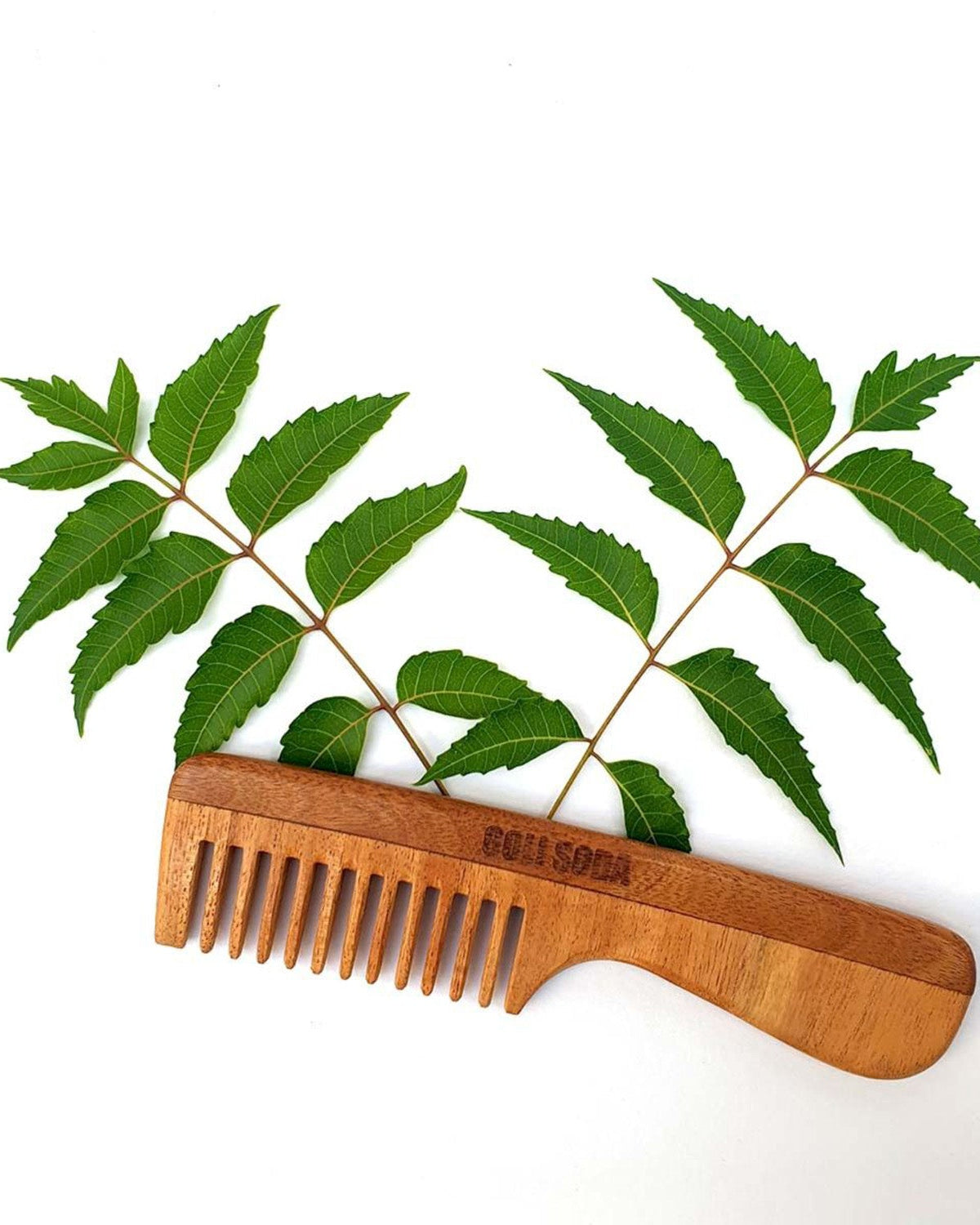 Goli Soda Neem Wood Comb - Wide Tooth with Handle - Our Better Planet