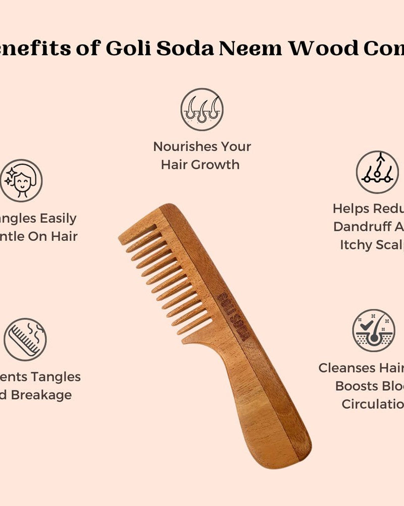 Goli Soda Neem Wood Comb - Wide Tooth with Handle - Our Better Planet