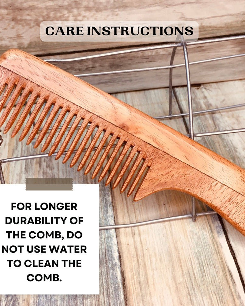Goli Soda Neem Wood Comb - Wide Tooth with Handle - Our Better Planet