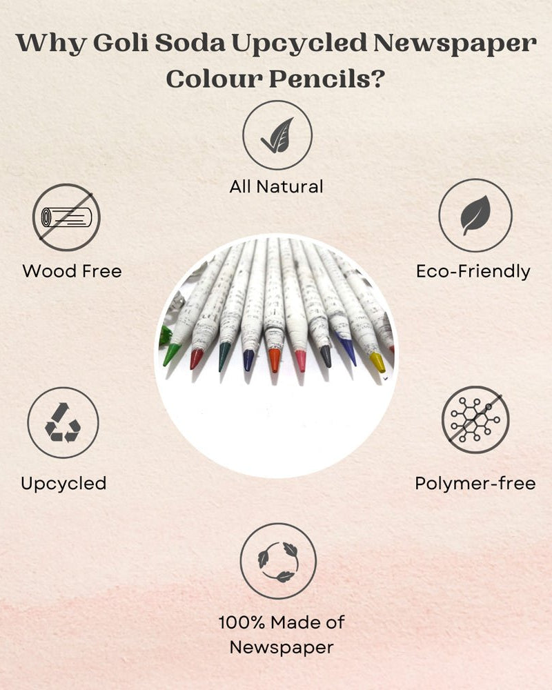 Goli Soda Newspaper Colour Pencils ( 10 Colours ) - Our Better Planet