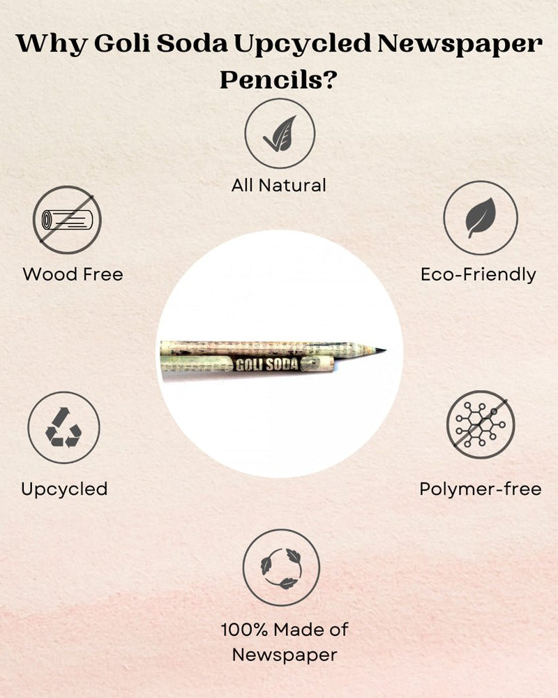 GOLI SODA Upcycled Plain Newspaper Pencils (Pack of 10) - Our Better Planet