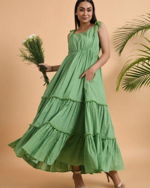 Green Cotton Maxi Dress - Our Better Planet
