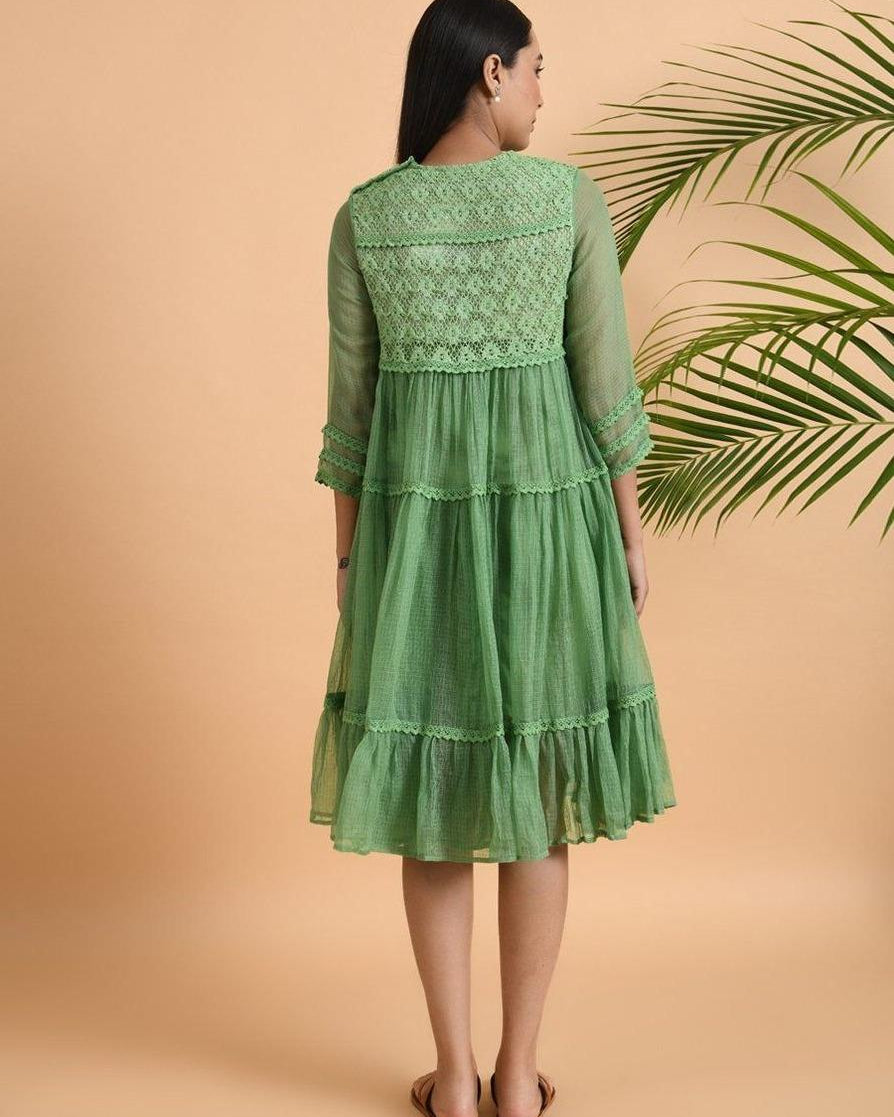 Green Lace Trimmed Kota Dress - Our Better Planet