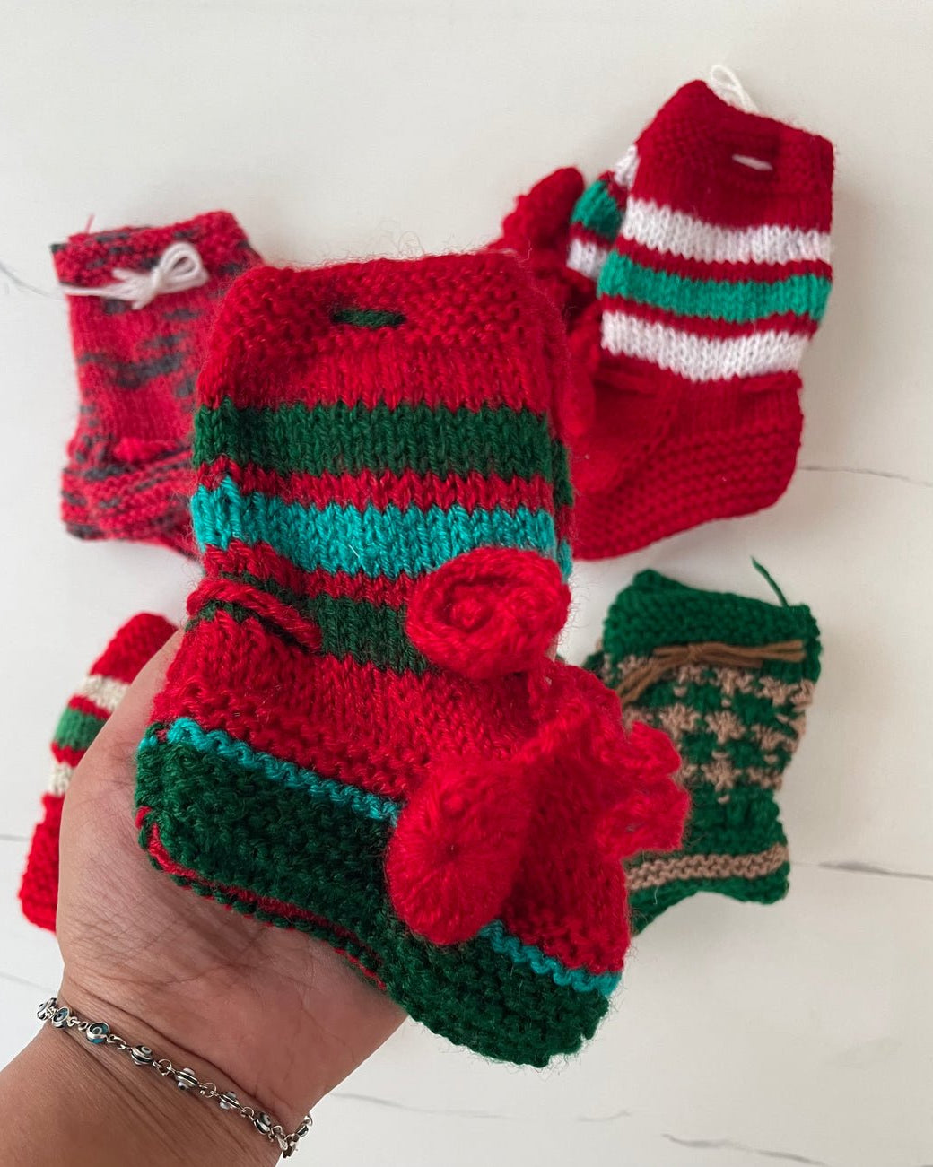 Hand Knitted Baby Socks for Christmas Decor - Our Better Planet