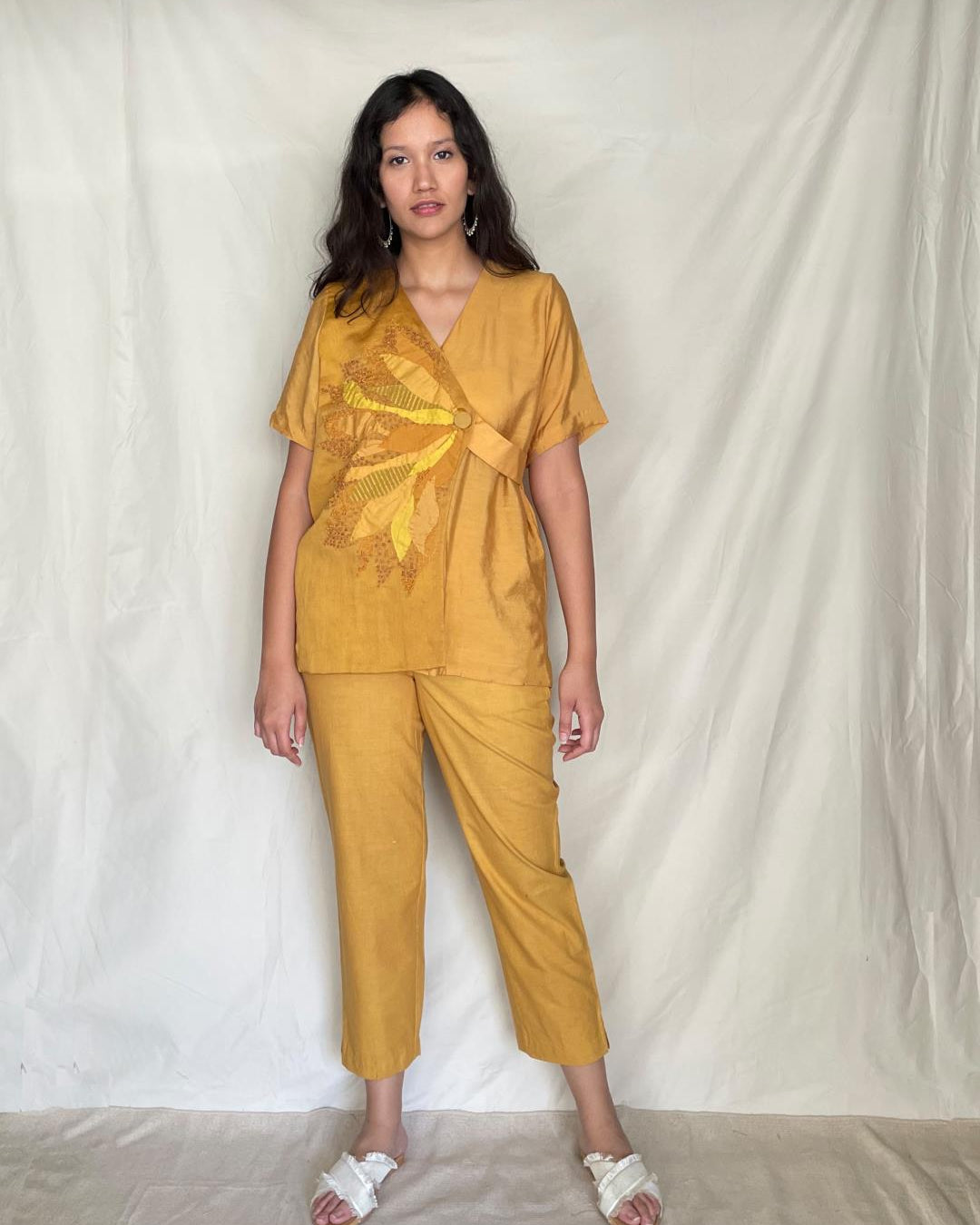 Handcrafted Cotton Top With Pants - Yulia Set - Our Better Planet