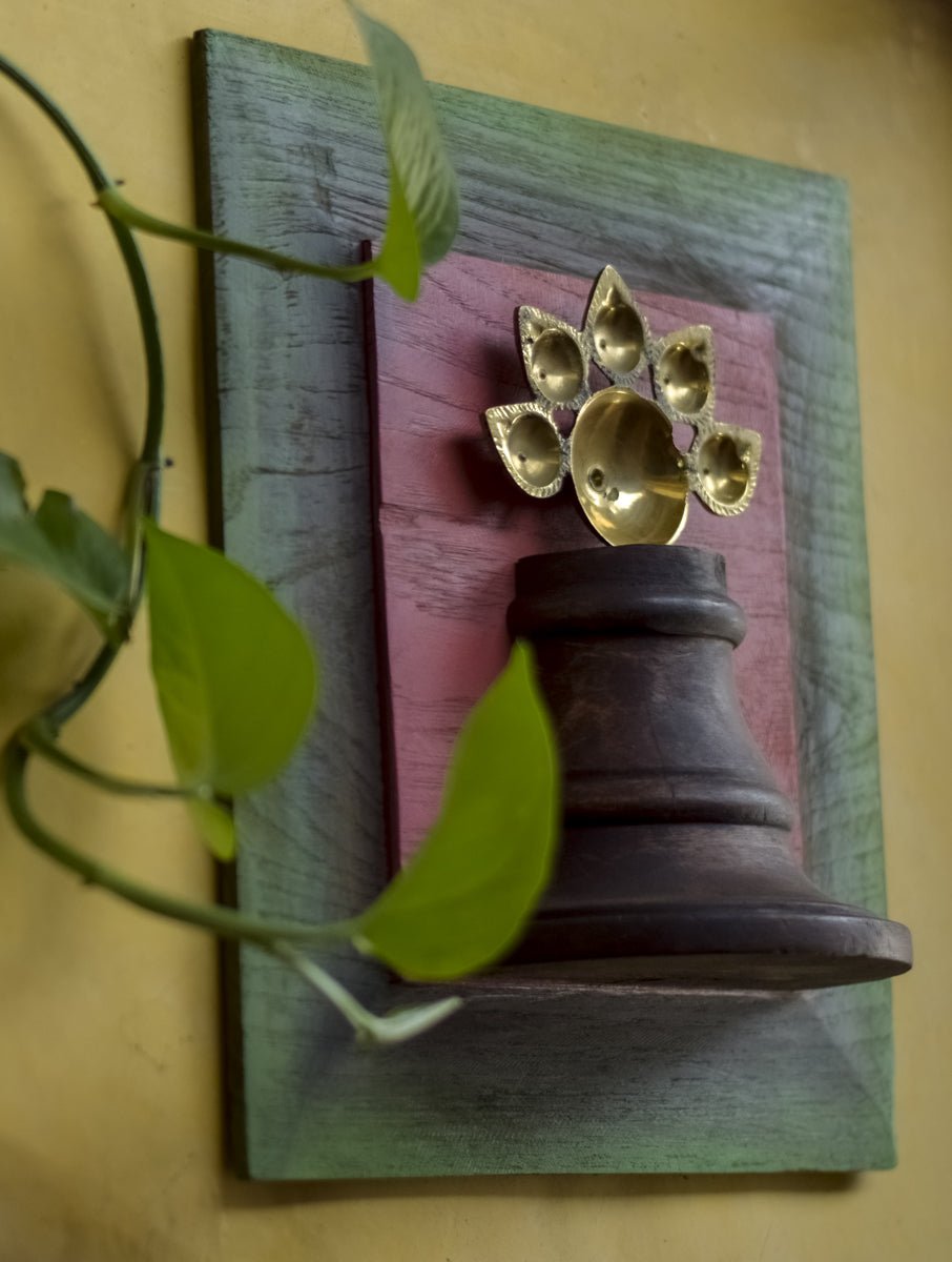 HANDPAINTED VINTAGE BRASS PANCHARATI WOODEN WALLART - Our Better Planet